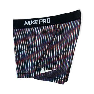 Nike Pro Black and Multicolor Patterned Running Shorts
